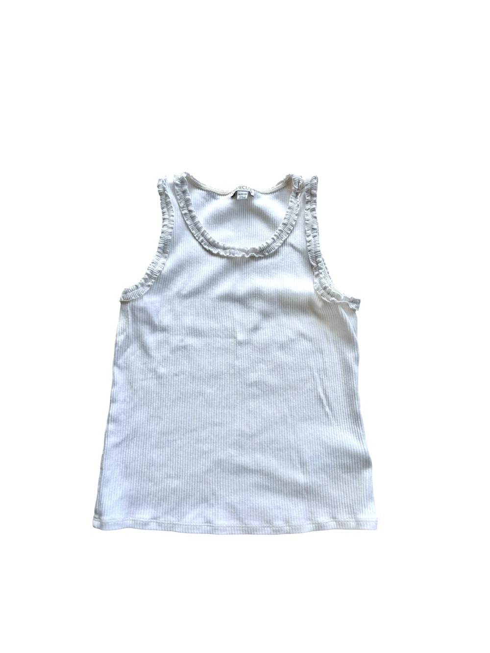 Crewcuts White Ribbed Tank Top with Ruffle Trim